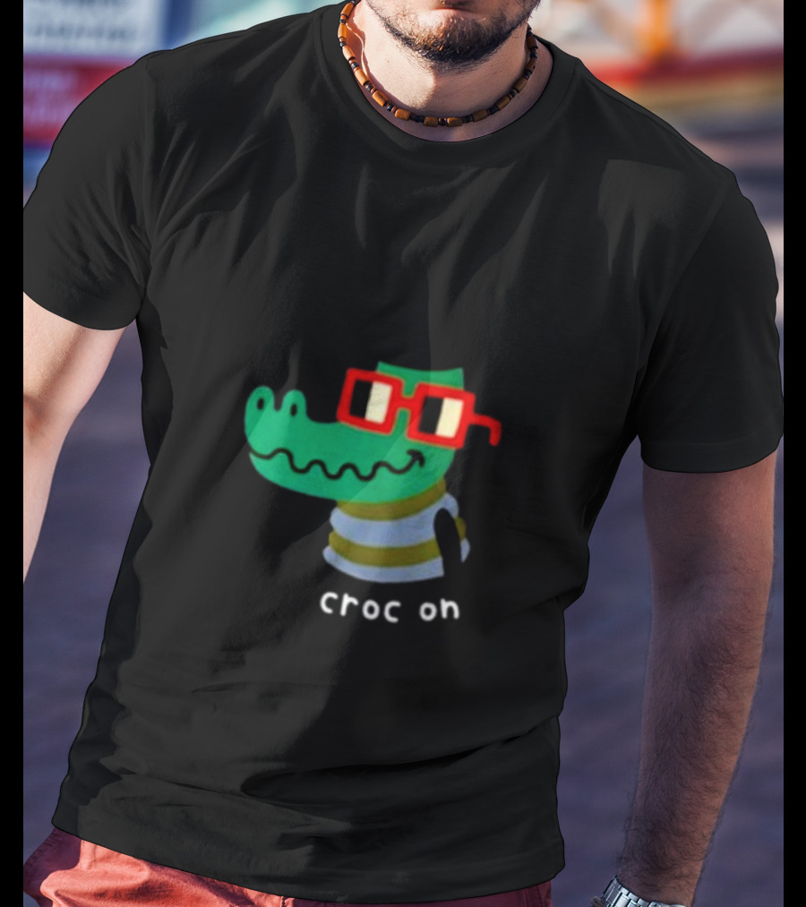Jarmen43 Croc On Alligator With Red Glasses And Black Hat T-Shirt