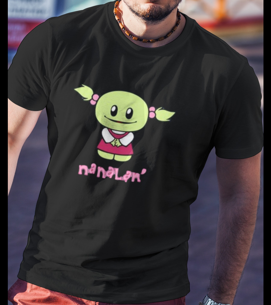 Retrokid YTV Nanalan Mona Cute Green Character With Pigtails And Pink T-Shirt
