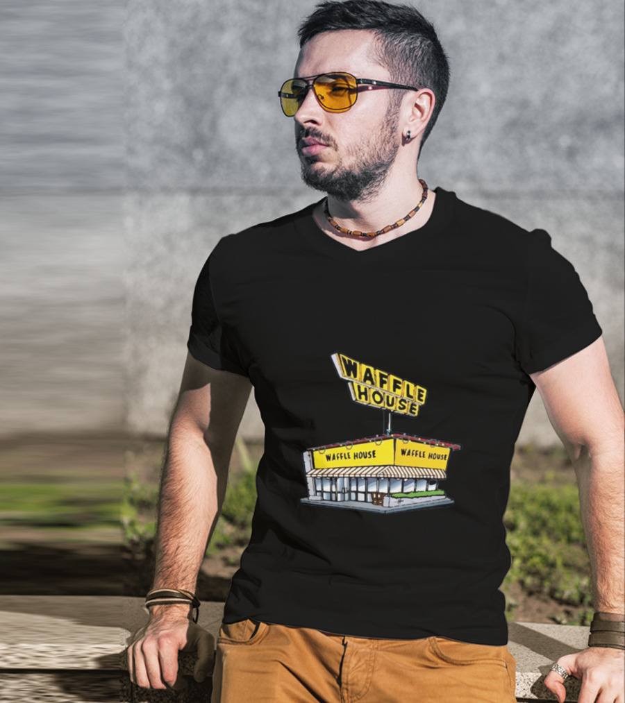 Waffle House Blue Christmas Storefront Signage T-Shirt