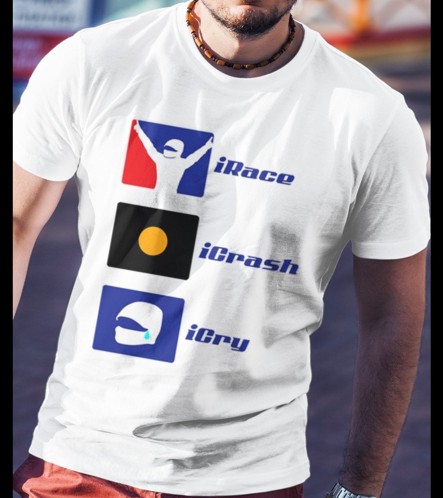 Basic Ollie IRace ICrash ICry Racing Icons And Emojis T-Shirt