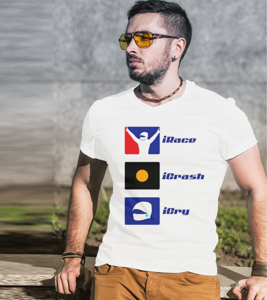 Basic Ollie IRace ICrash ICry Racing Icons And Emojis T-Shirt