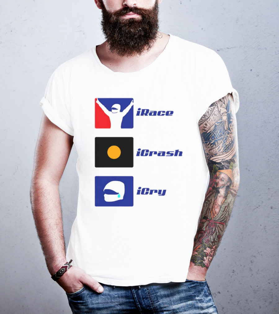 Basic Ollie IRace ICrash ICry Racing Icons And Emojis T-Shirt
