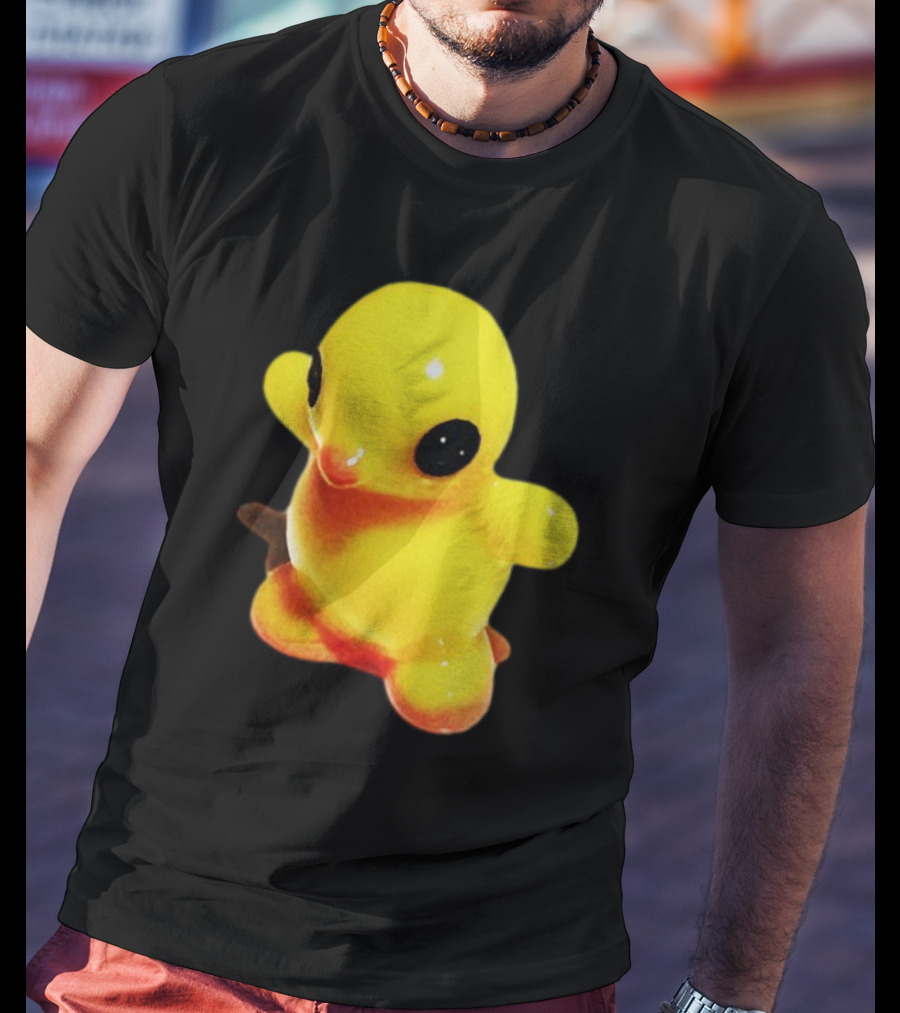 Fleshwater Plastic Duck Yellow Figurine With Black Eyes T-Shirt