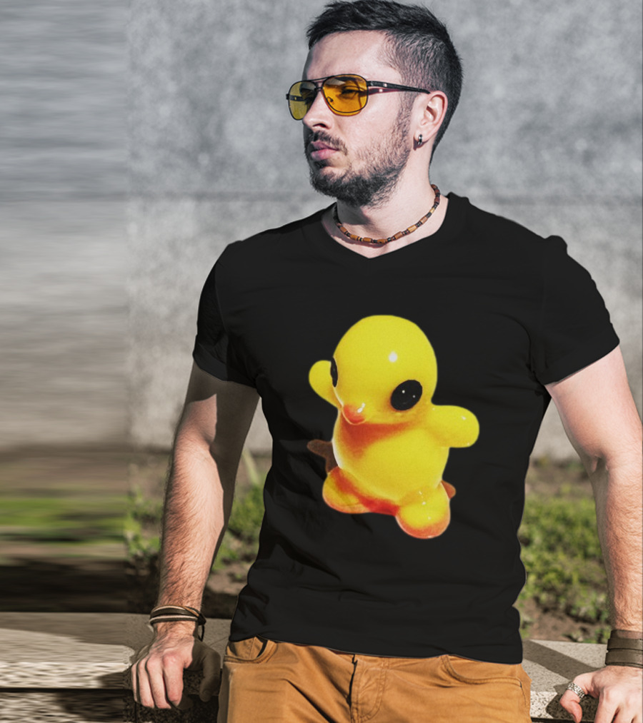 Fleshwater Plastic Duck Yellow Figurine With Black Eyes T-Shirt