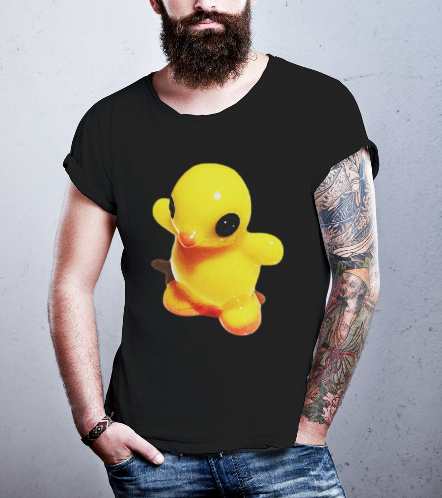 Fleshwater Plastic Duck Yellow Figurine With Black Eyes T-Shirt