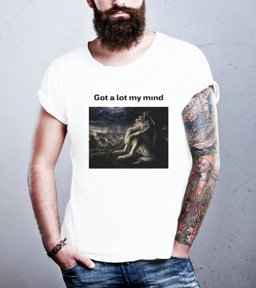 Got A Lot My Mind Wolf On Stormy Night T-Shirt