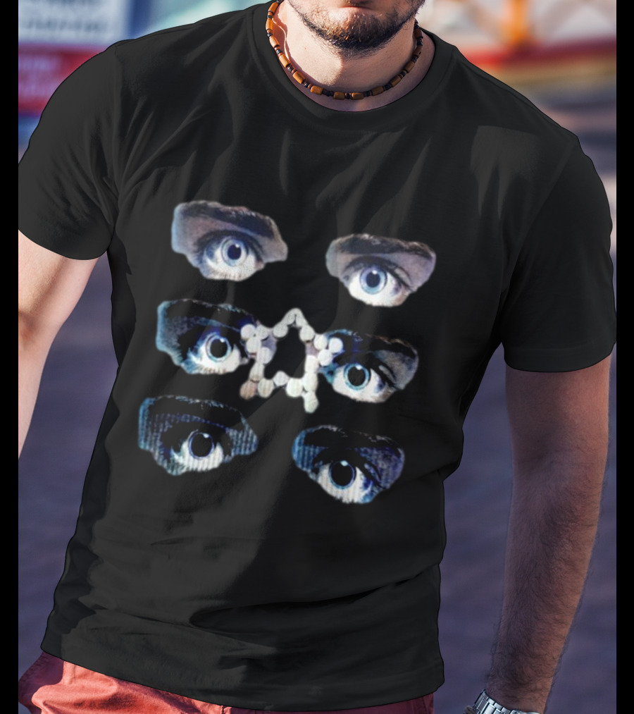 Nawafers Your Eyes On Ecstasy Four Pairs Of Eyes With White Ecstasy Tablets In Star Shape T-Shirt