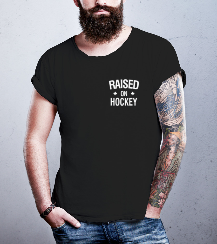 Raised On Hockey With Maple Leaf Icons T-Shirt
