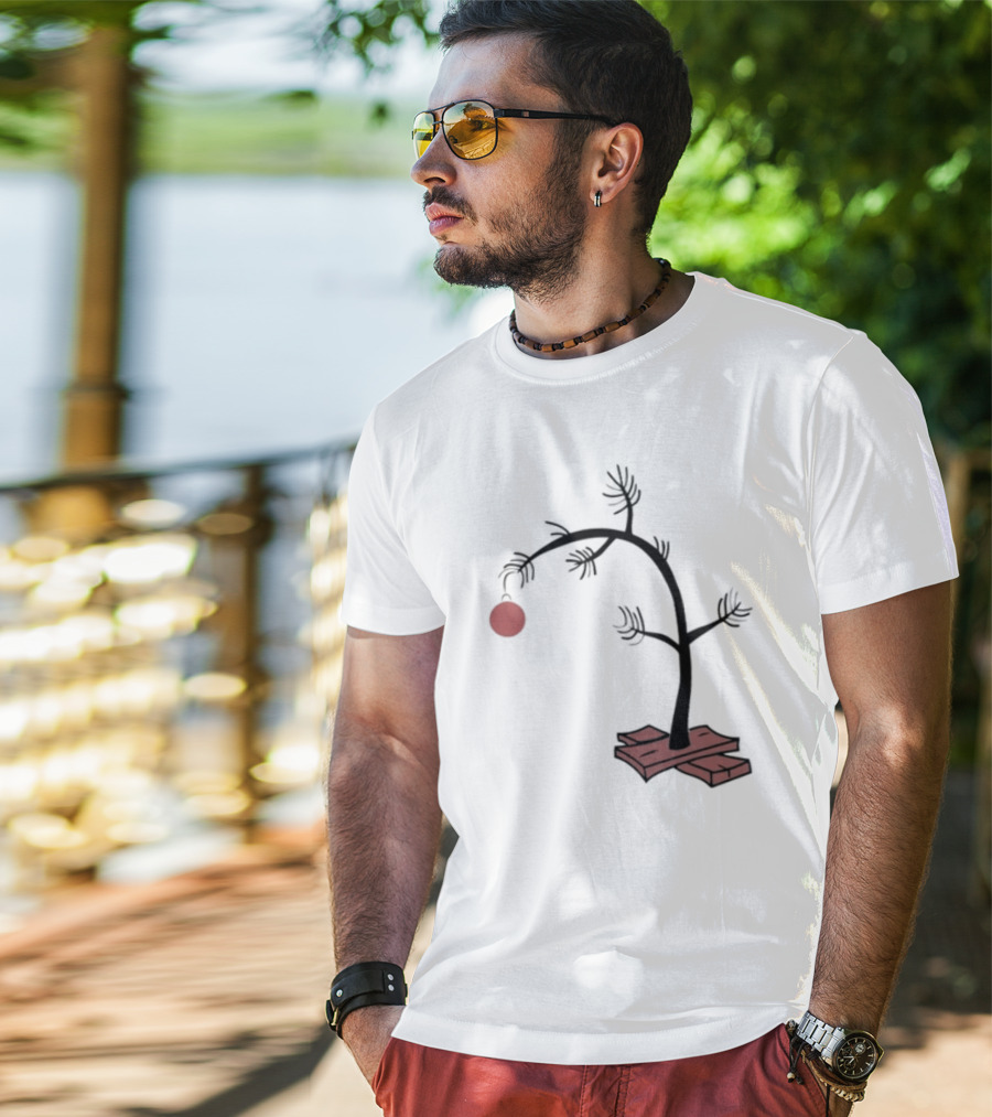 Sad Little Christmas Tree With Single Red T-Shirt