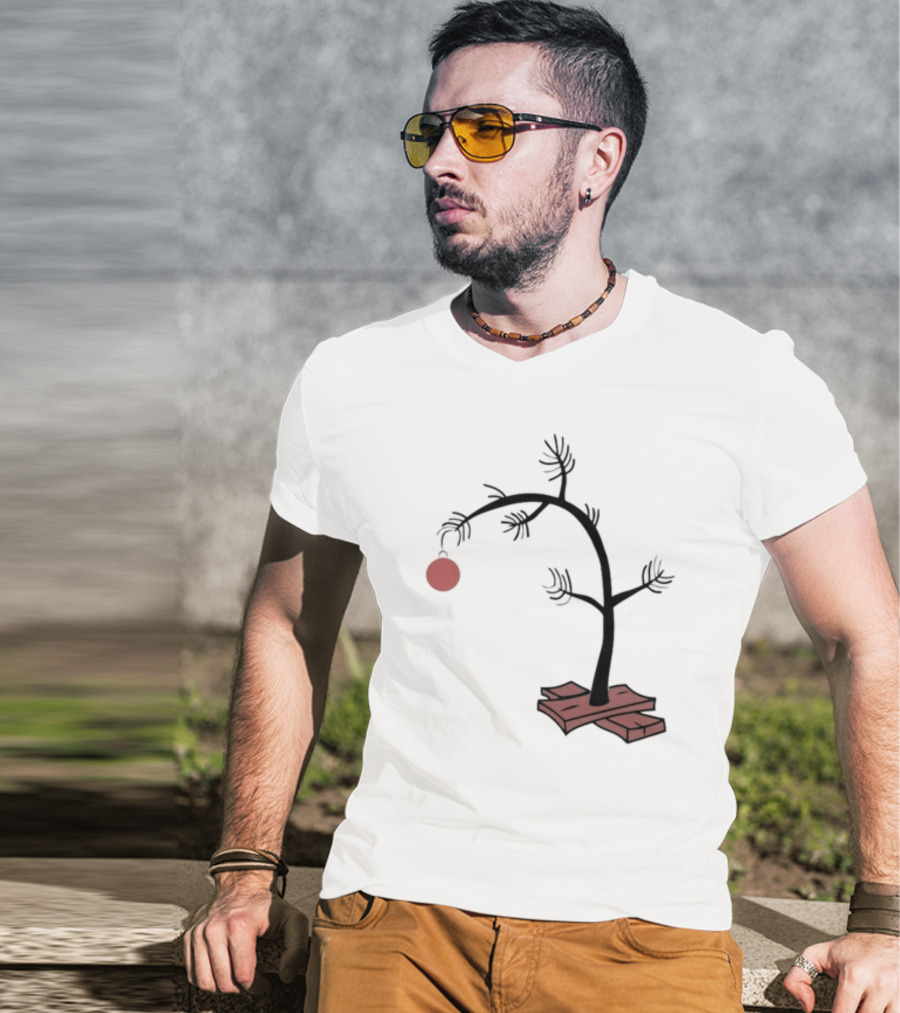 Sad Little Christmas Tree With Single Red T-Shirt
