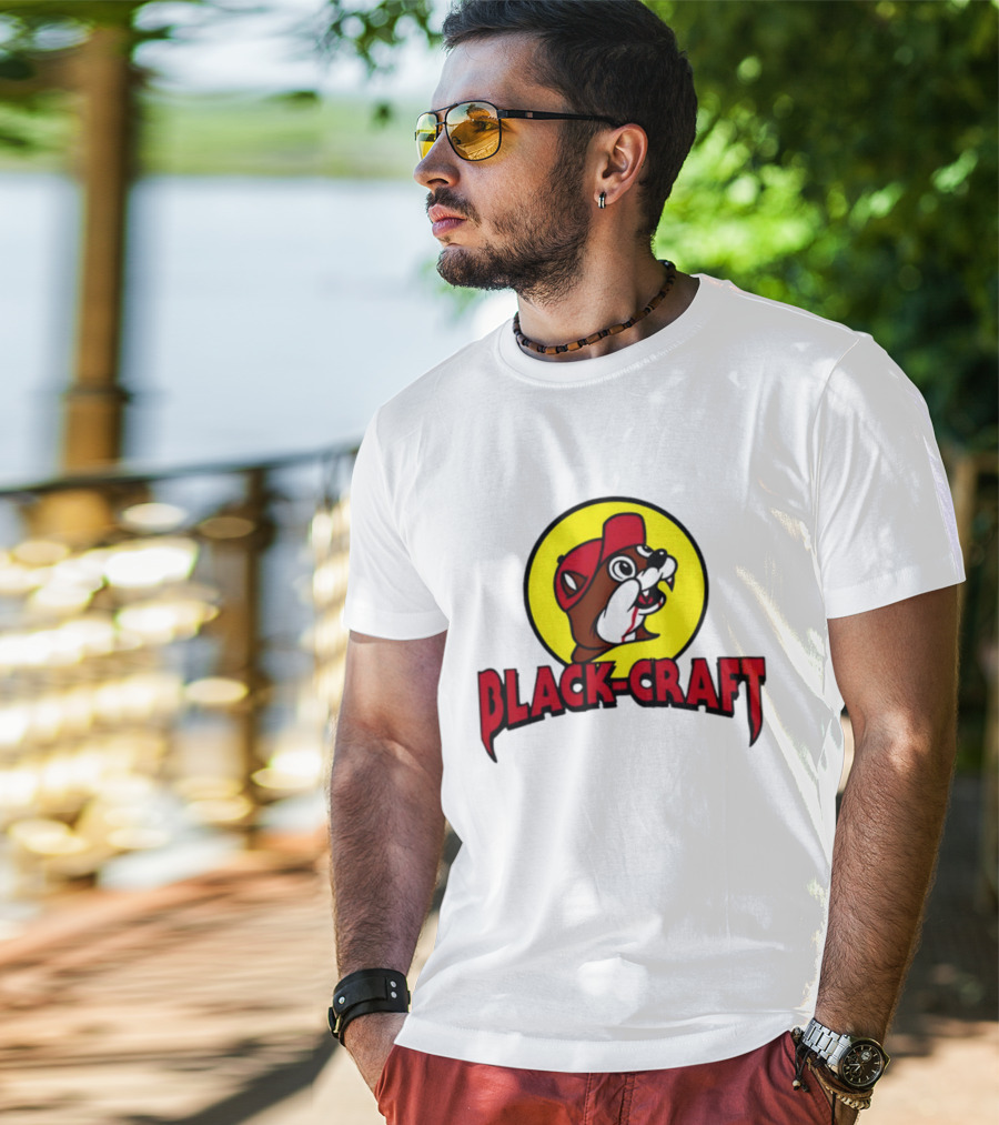 Black Craft Bucees Softstyle V-Neck Texan Mascot T-Shirt