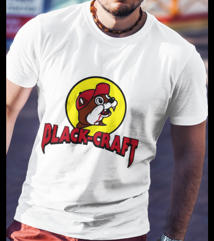 Black Craft Bucees Softstyle V-Neck Texan Mascot T-Shirt