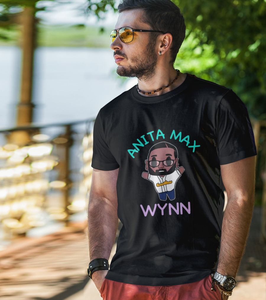 Anita Max Wynn Cartoon Style Character With Sunglasses And Baseball Jersey T-Shirt