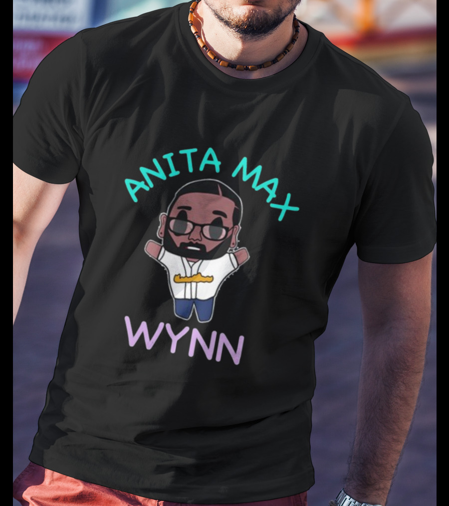 Anita Max Wynn Cartoon Style Character With Sunglasses And Baseball Jersey T-Shirt
