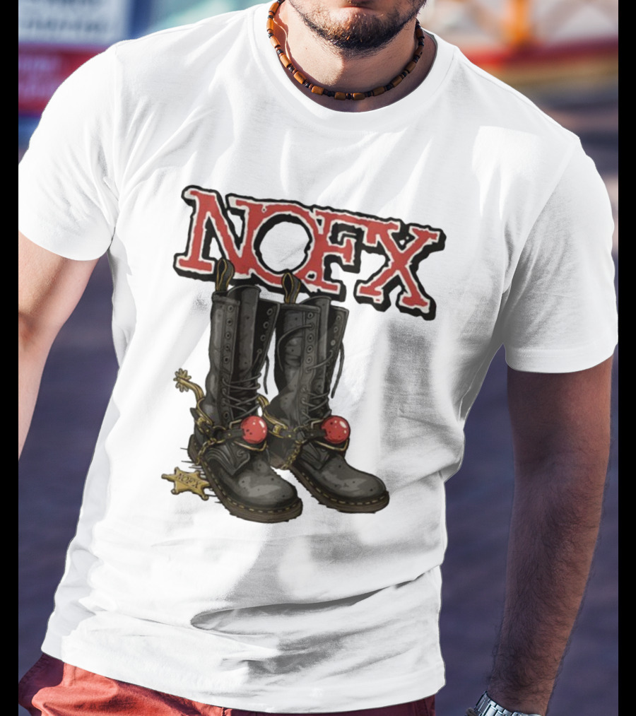 NOFX Punk Boots With Chains And Red Orbs T-Shirt