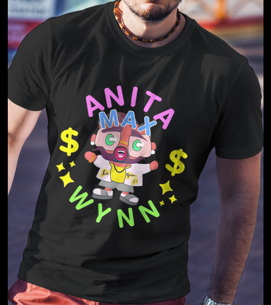 ANITA MAX WYNN Cartoon Character With Dollar Signs And Stars T-Shirt
