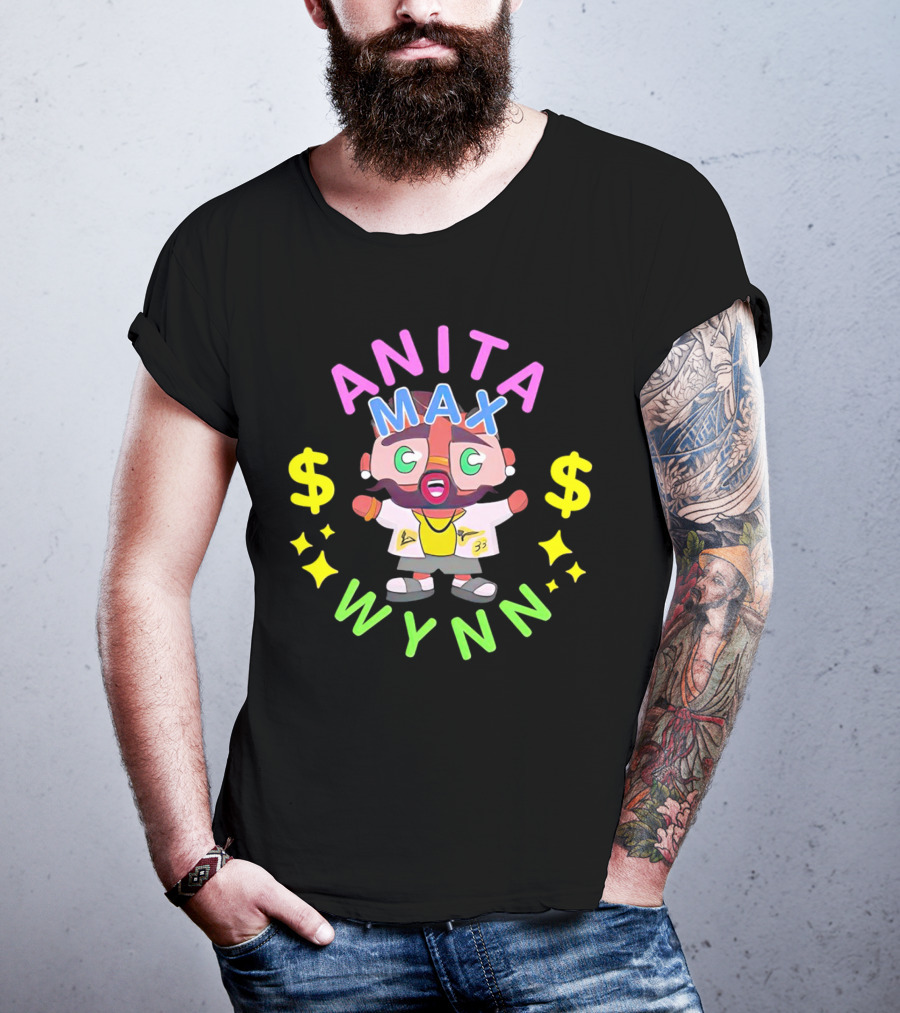 ANITA MAX WYNN Cartoon Character With Dollar Signs And Stars T-Shirt