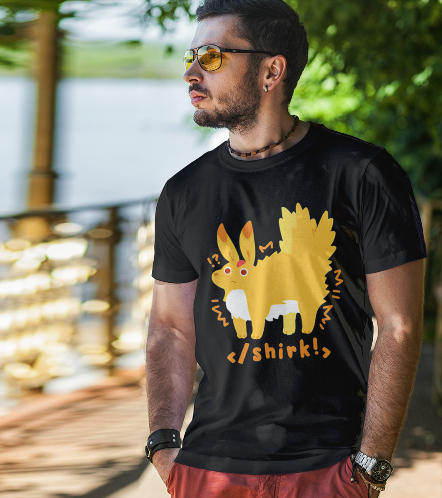 Fenrishion Shirk Pokemon Cartoon Yellow Creature With Coding T-Shirt