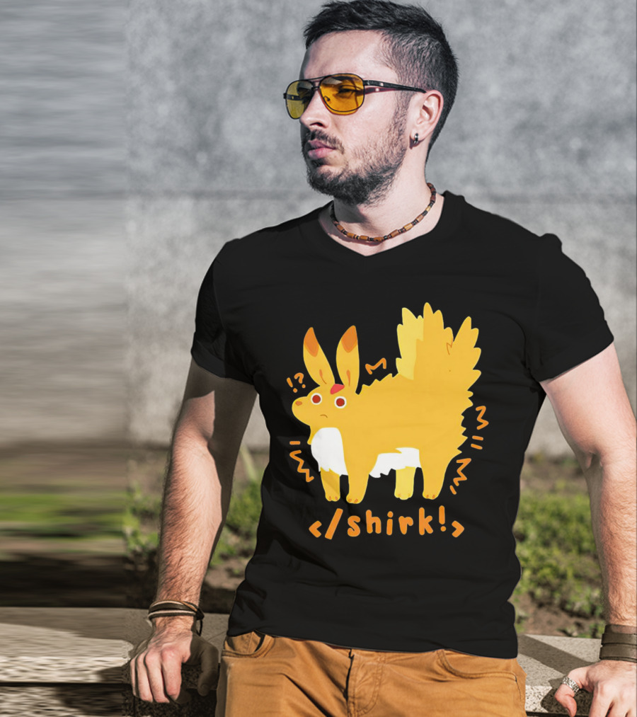 Fenrishion Shirk Pokemon Cartoon Yellow Creature With Coding T-Shirt