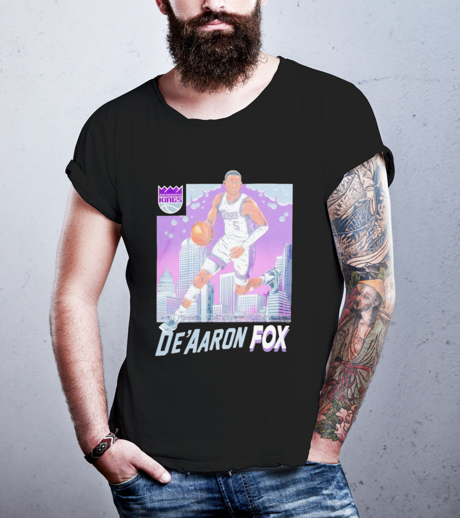 Sacramento Kings De’Aaron Fox Basketball City Skyline Kings T-Shirt