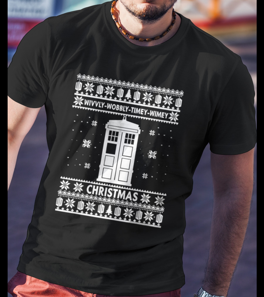 Wibbly Wobbly Timey Wimey TARDIS Christmas T-Shirt