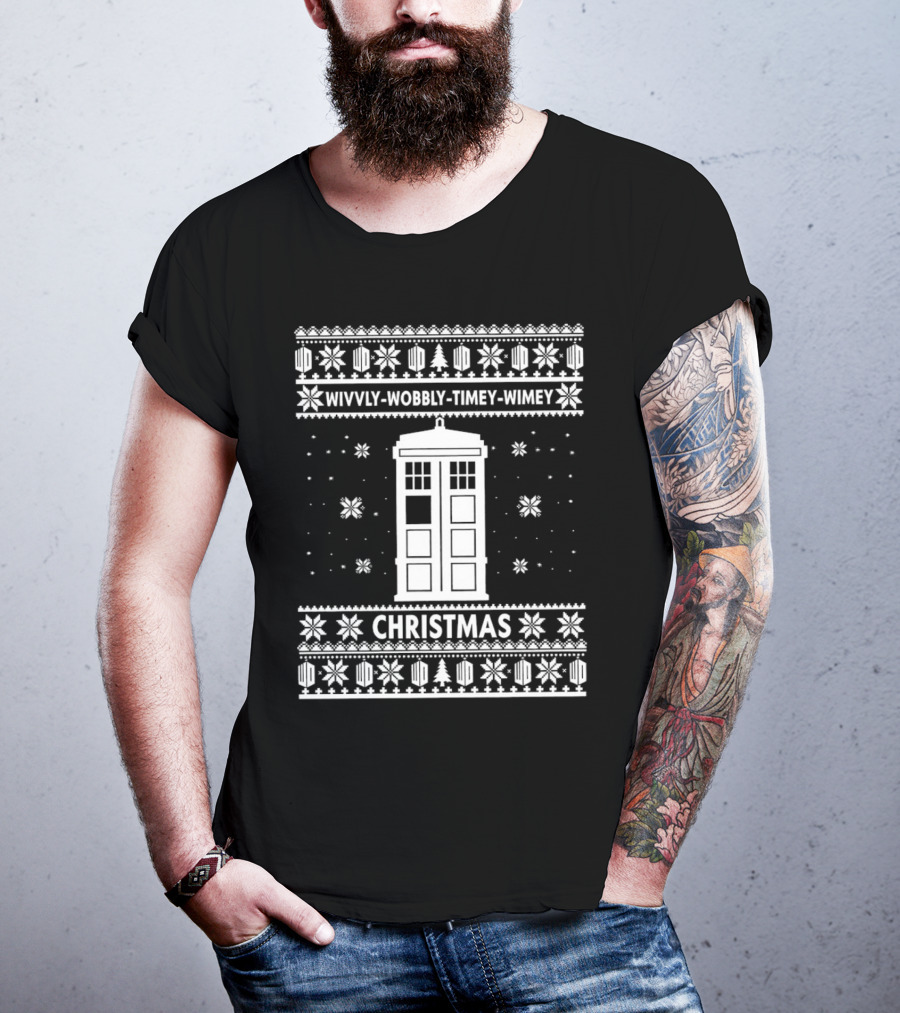Wibbly Wobbly Timey Wimey TARDIS Christmas T-Shirt