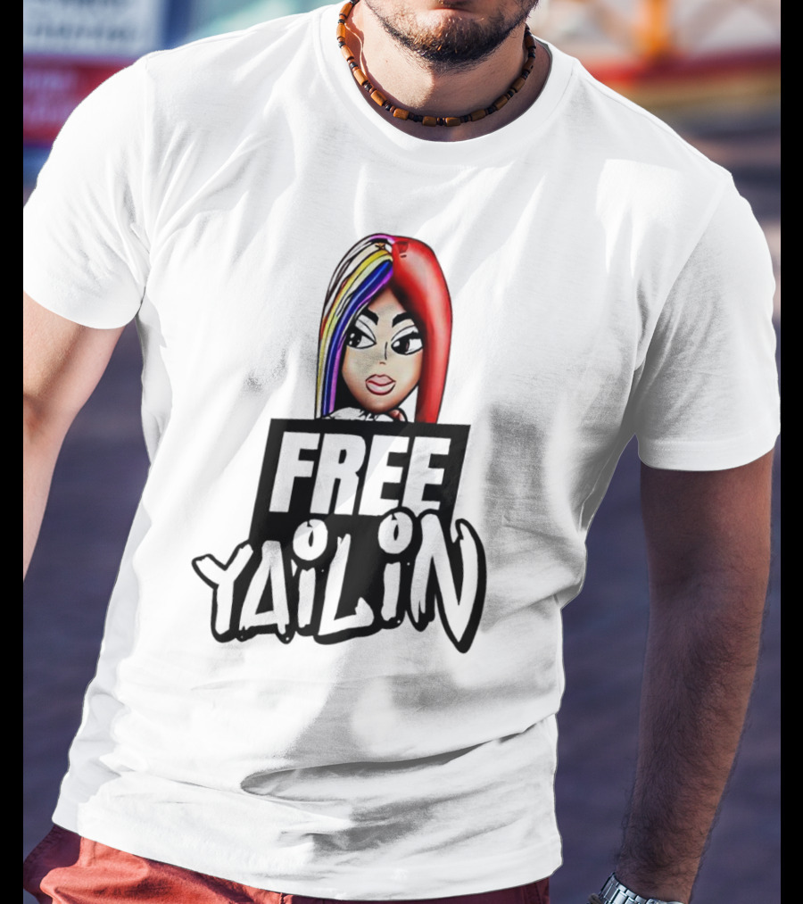 Free Yailin Colorful Hair Cartoon T-Shirt