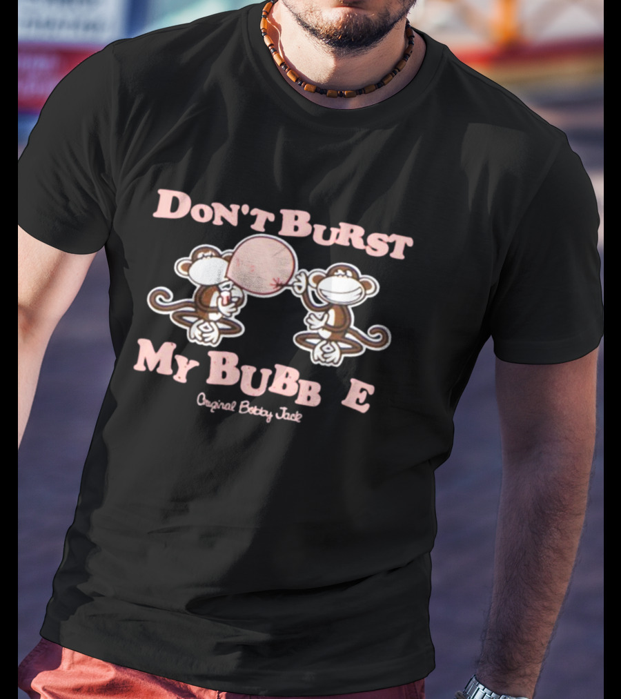 Original Bobby Jack Don't Burst My Bubble Pink Balloon Monkeys T-Shirt