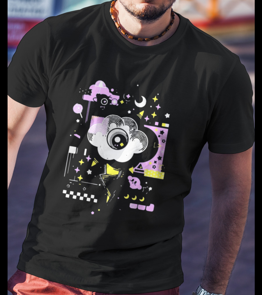 The Storm's Eye Cloud With Moon And Stars In Geometric Night Sky By Brian Shepard T-Shirt