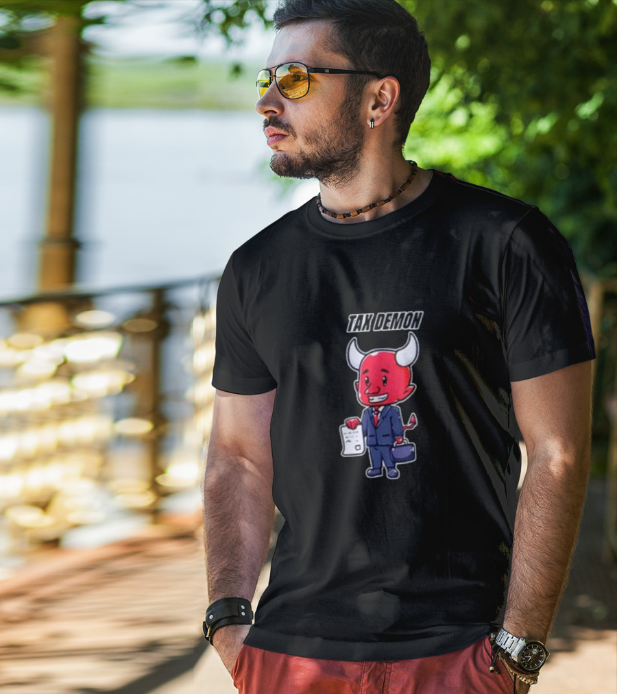 Cold Ones Tax Demon Suit Holding Document T-Shirt
