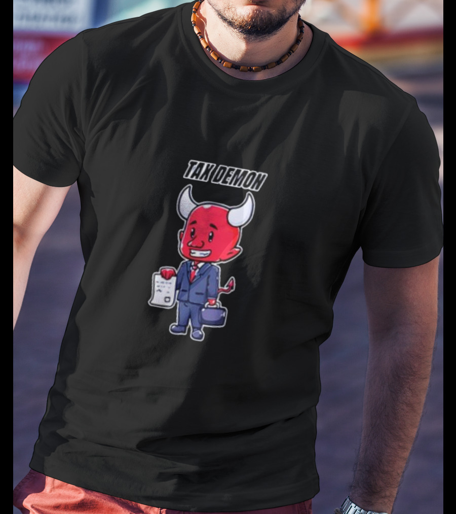 Cold Ones Tax Demon Suit Holding Document T-Shirt