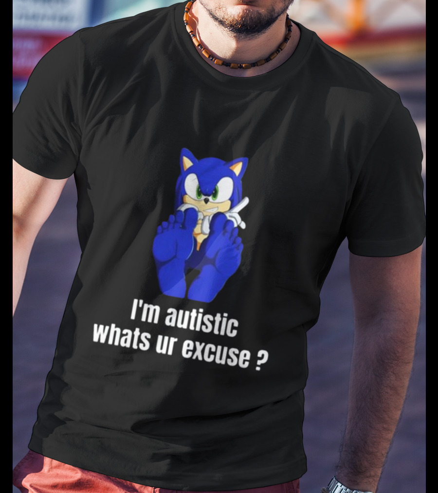 I'm Autistic Whats Ur Excuse Blue Cartoon Character Sitting T-Shirt