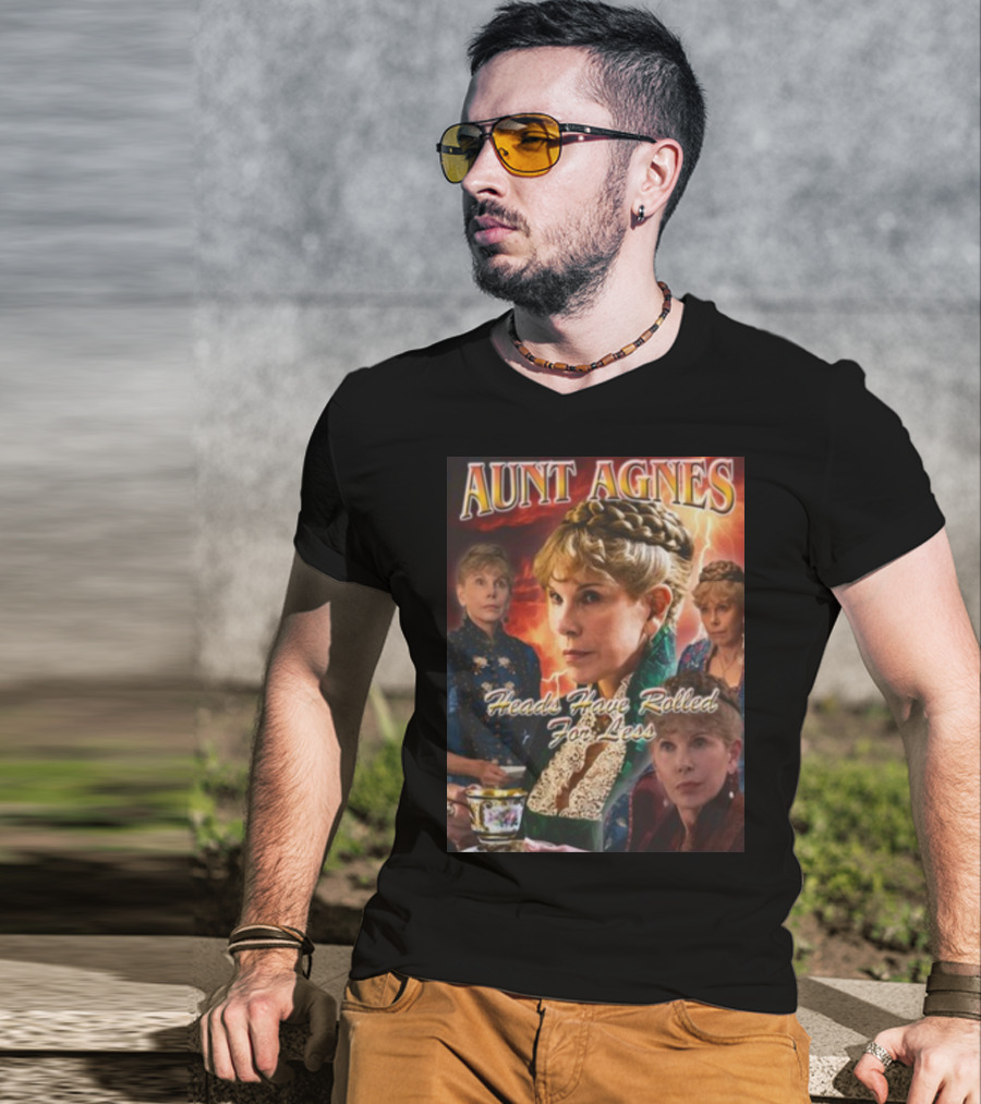 Aunt Agnes Heads Have Rolled For Less Dramatic Portraiture With Bold Text And Victorian T-Shirt