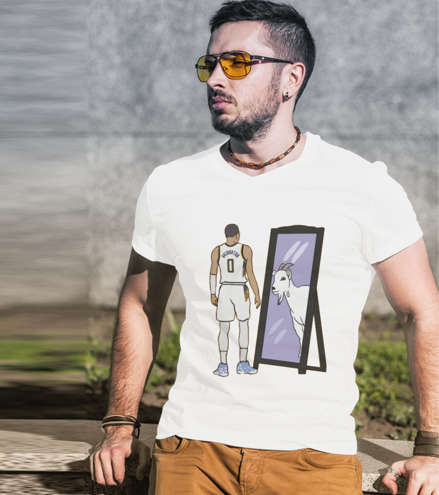 Tyrese Haliburton 0 Reflecting Goat In Mirror T-Shirt