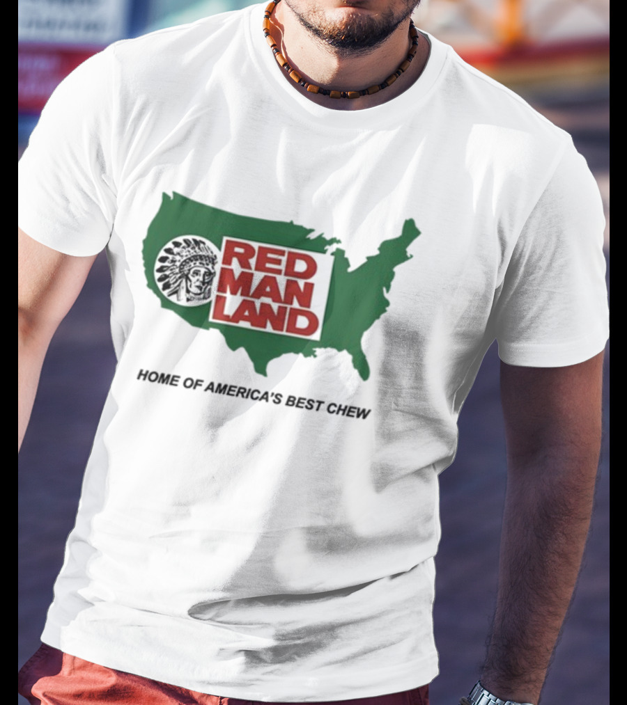 Cornbreadcountryclub Red Man Land Home Of America's Best Chew Map T-Shirt
