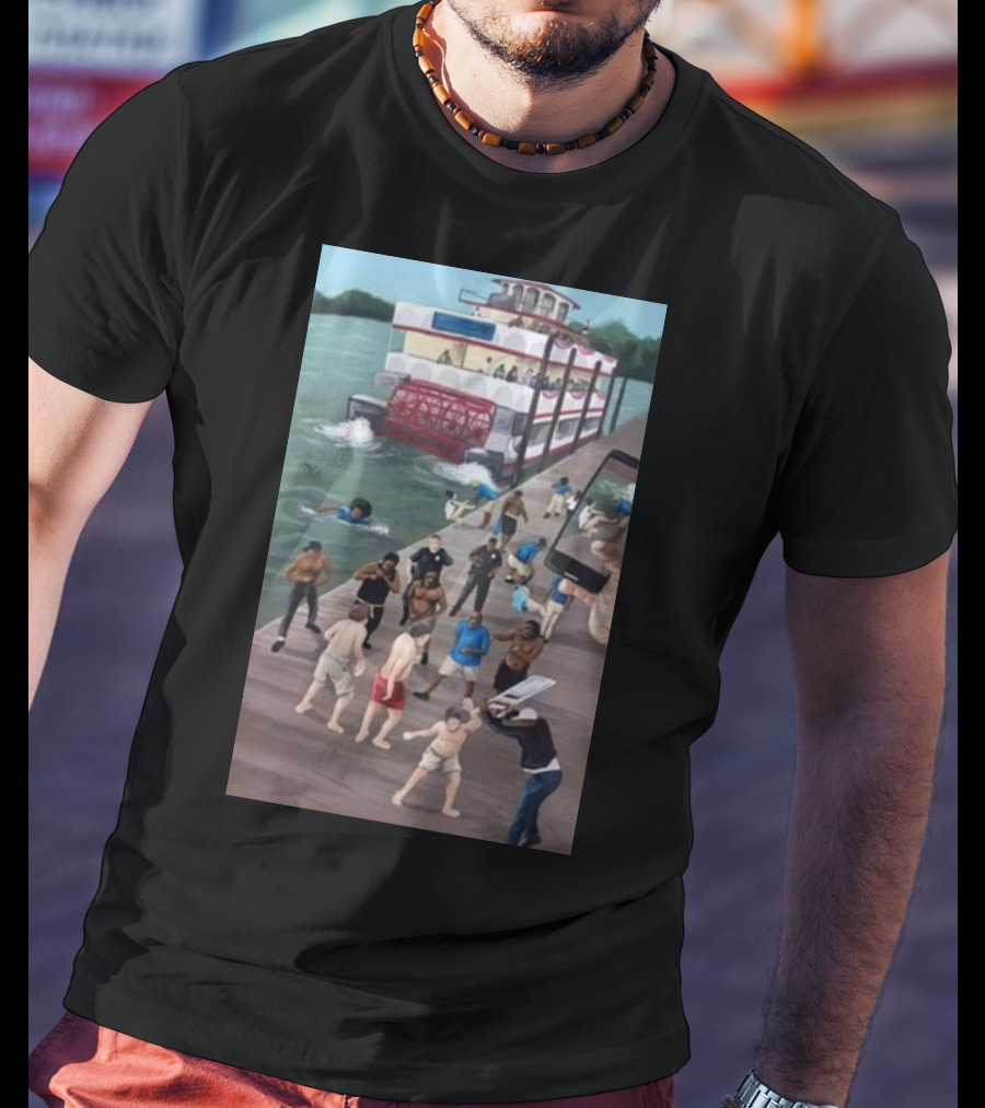 Kenny Akers Alabama River Brawl Boat Dock Scene T-Shirt