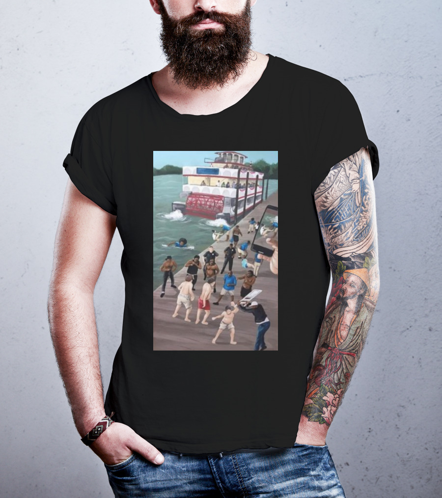 Kenny Akers Alabama River Brawl Boat Dock Scene T-Shirt