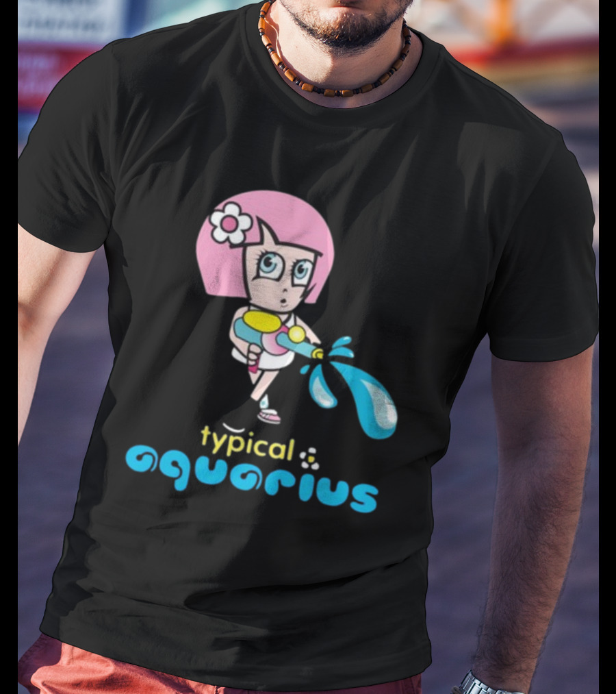 Typical Aquarius Cute Cartoon Girl With Water Splash T-Shirt
