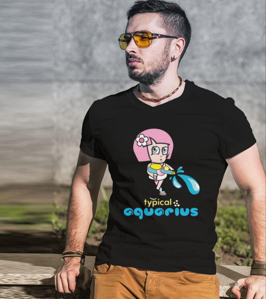 Typical Aquarius Cute Cartoon Girl With Water Splash T-Shirt