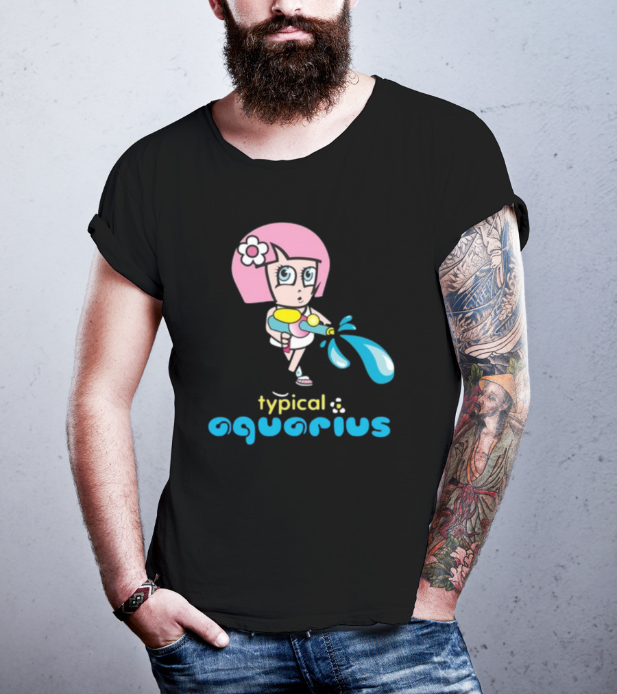 Typical Aquarius Cute Cartoon Girl With Water Splash T-Shirt