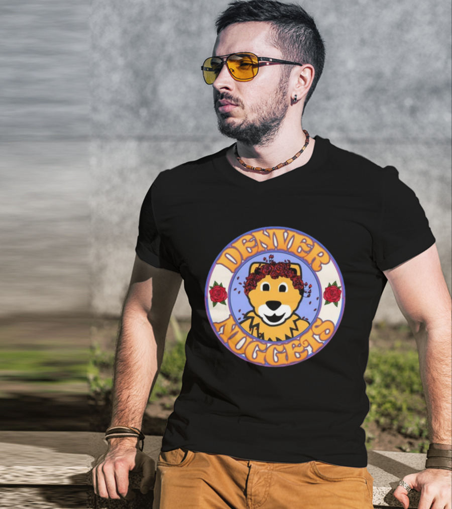 Denver Nuggets Floral Mascot Circle T-Shirt