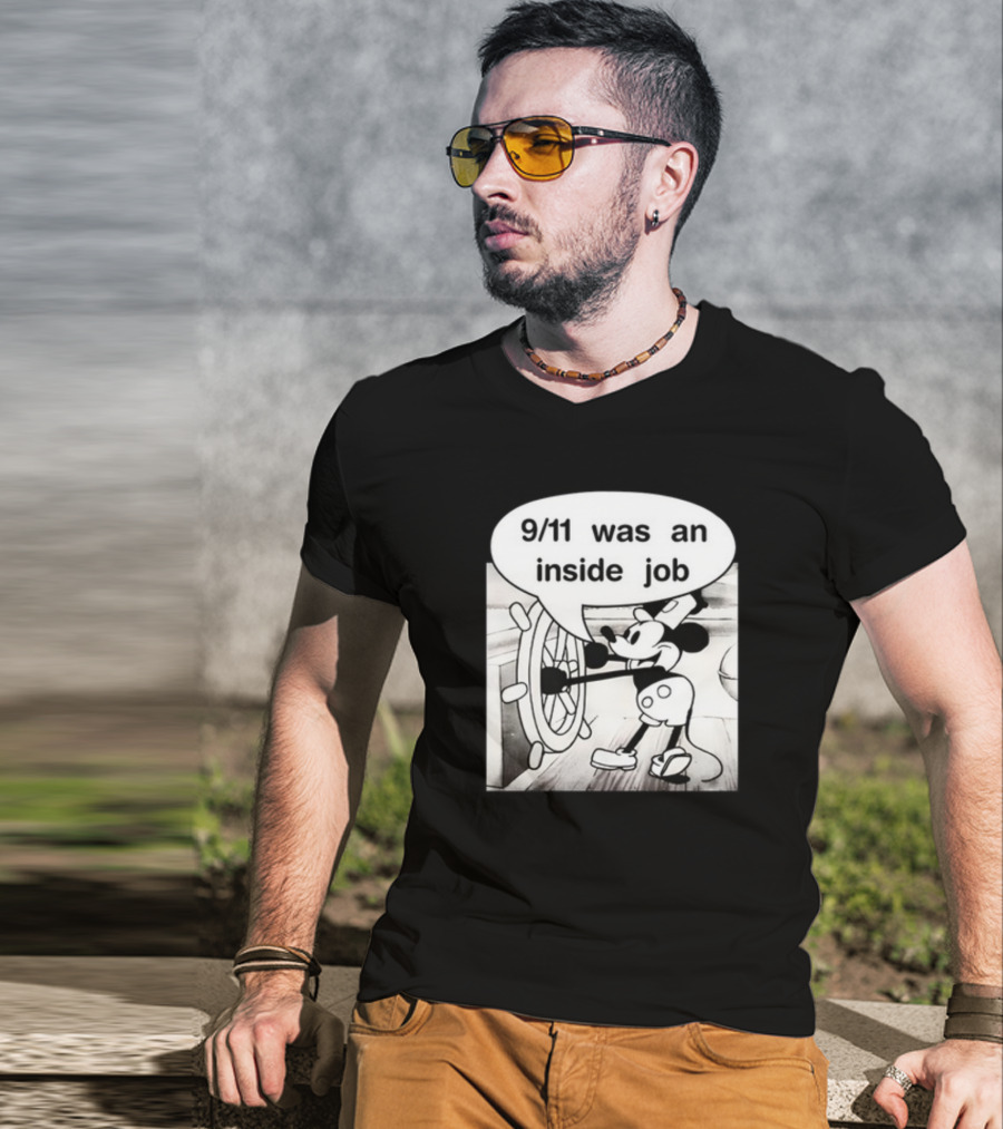 9/11 Was An Inside Job Mickey Mouse Steering Wheel T-Shirt