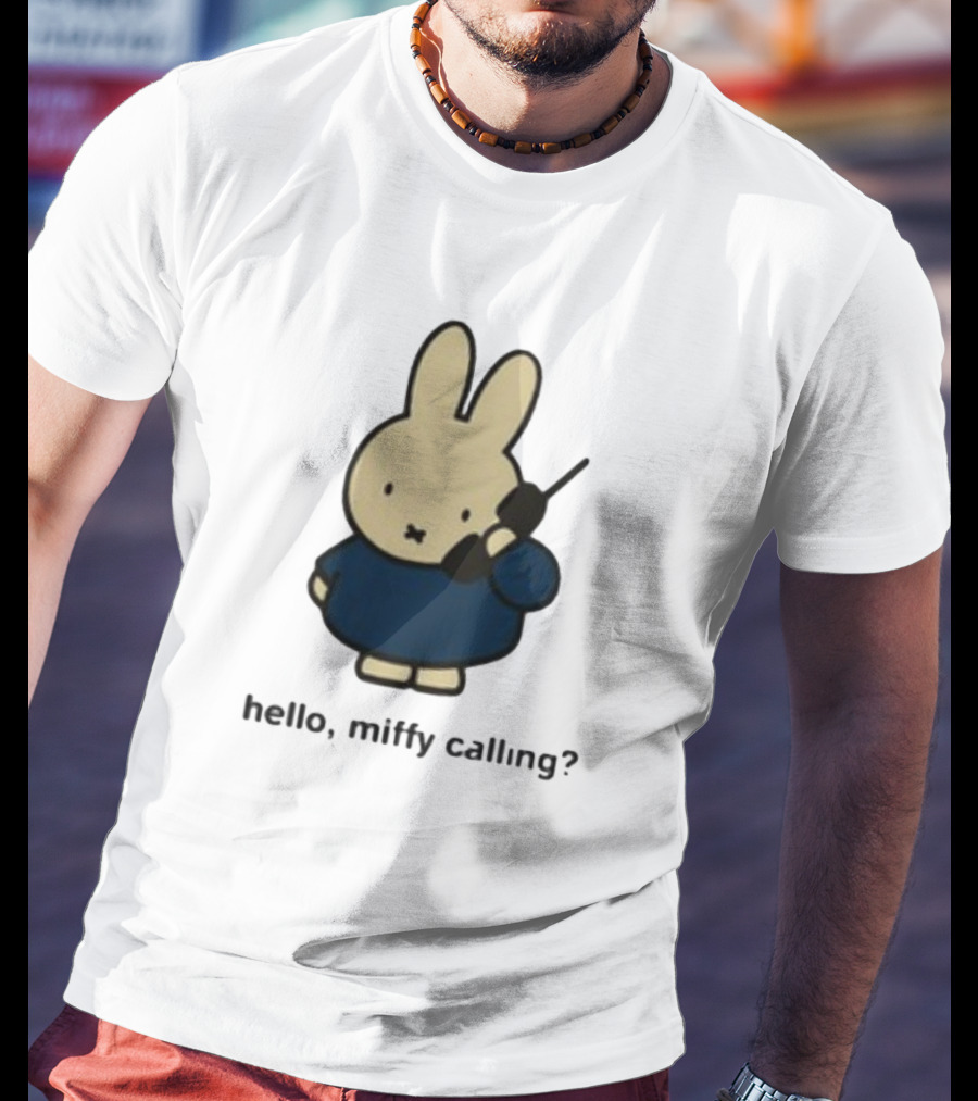 Misty Horizons Miffy Calling Cute Character Phone Conversation T-Shirt