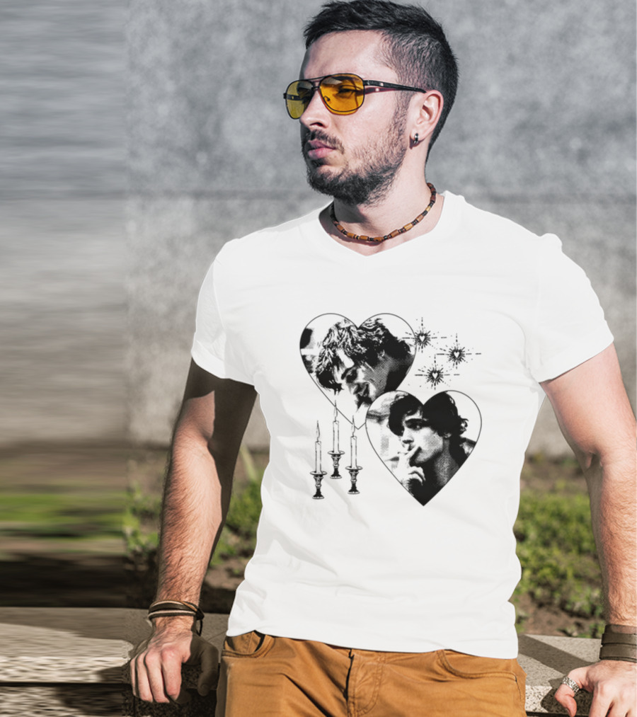 Mustardyardpress Saltburn Felix Hearts Candlelight Portraits T-Shirt
