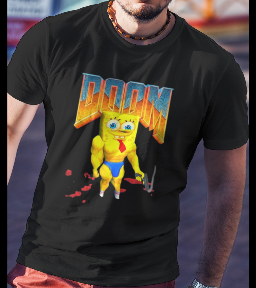 Doom Spongebob Teenhearts Muscular Parody Crossover T-Shirt