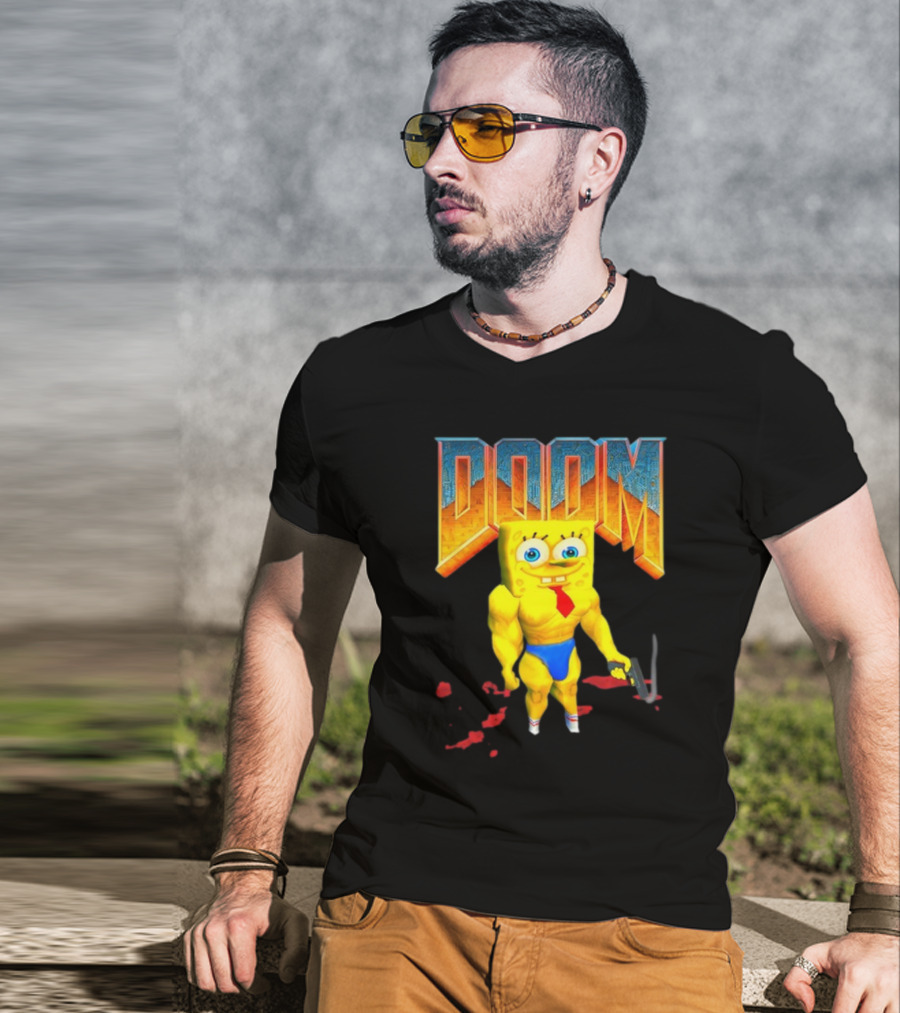 Doom Spongebob Teenhearts Muscular Parody Crossover T-Shirt