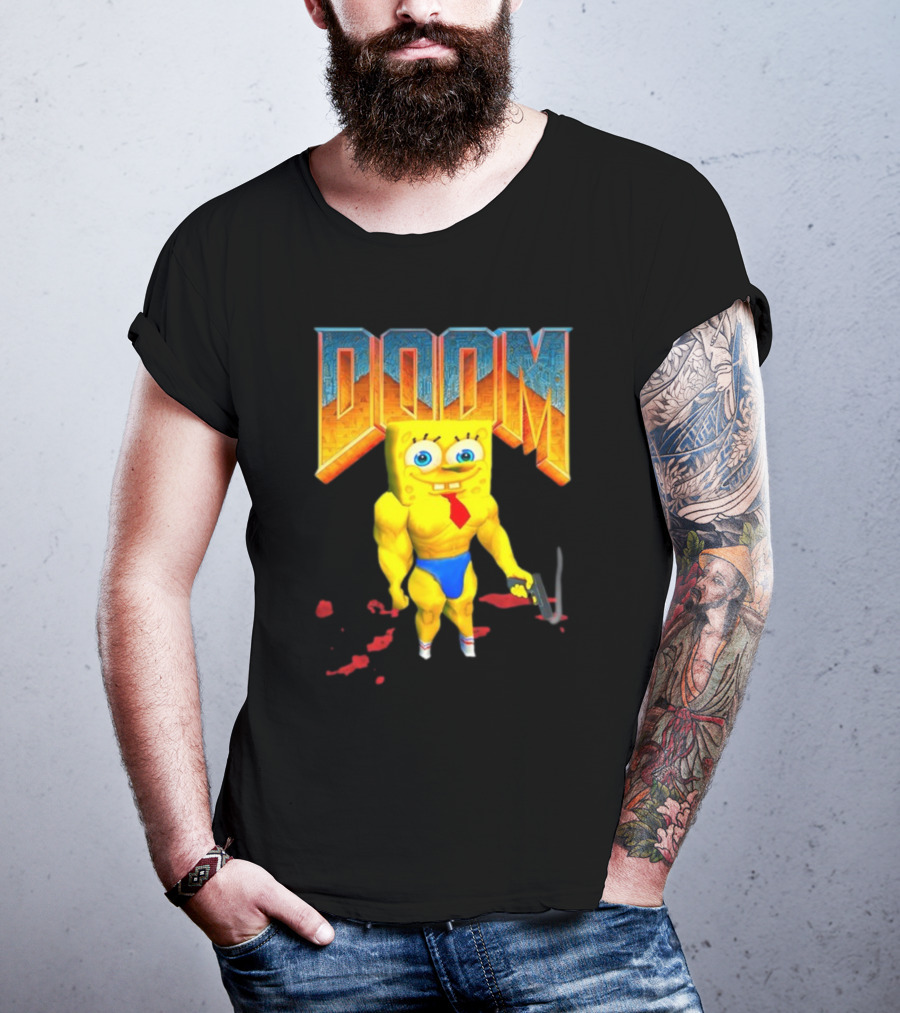 Doom Spongebob Teenhearts Muscular Parody Crossover T-Shirt