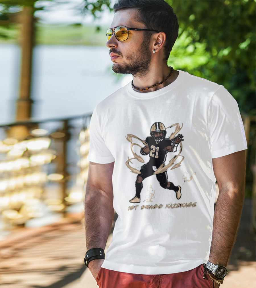 1St Swagg Kazekage Football Player Number 21 With Gold Aura T-Shirt