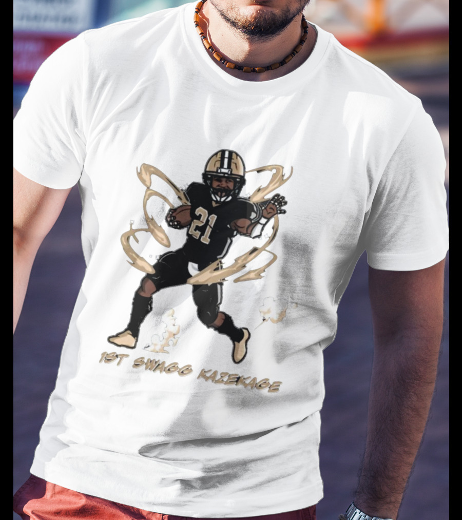 1St Swagg Kazekage Football Player Number 21 With Gold Aura T-Shirt