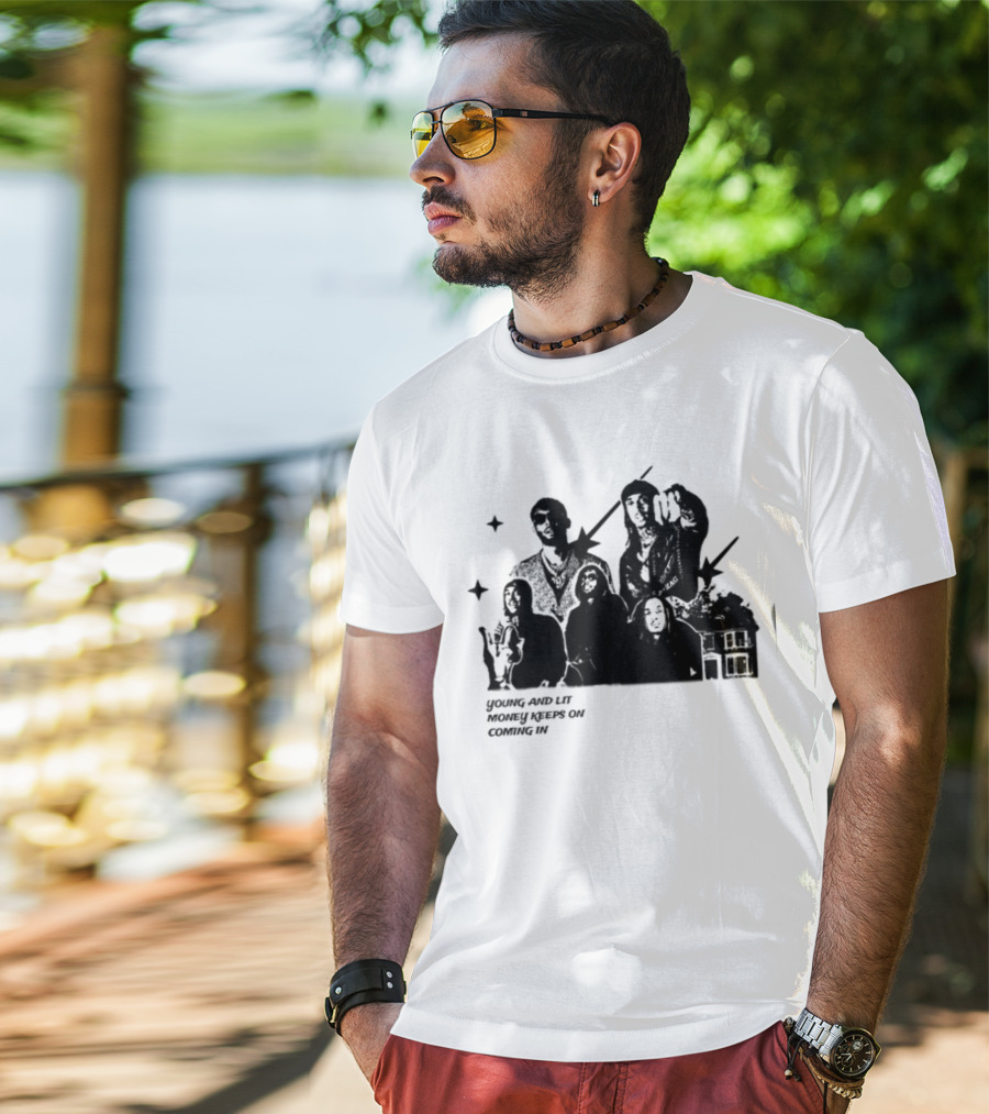 Maaza Shop Young And Lit Money Keeps On Coming In Iconic Figures And House Scene T-Shirt